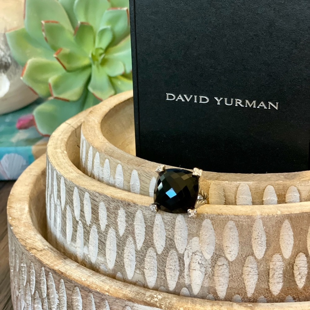 David Yurman Black Onyx & Diamond Ring 20mm